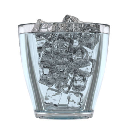 Glass of mineral water with ice, 3D renderの写真素材