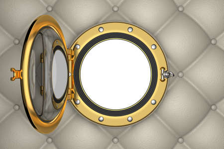 Porthole or window of the luxurious yacht, 3D illustrationの写真素材