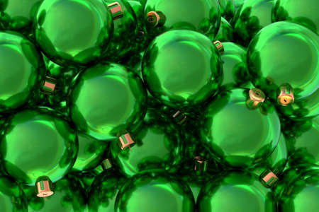 Green Christmas balls 3D illustrationの写真素材