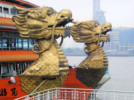 restaurant boat in Shanghaiの写真素材