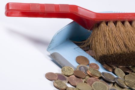 sweeping up your moneyの写真素材