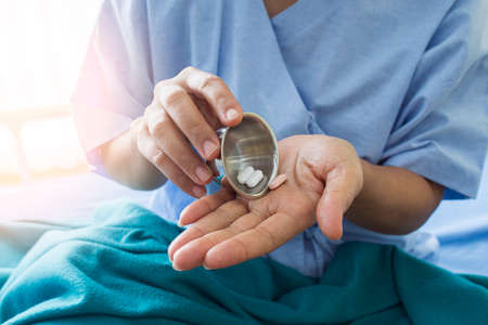 Senior Take Pills Medicine Healthcareの写真素材