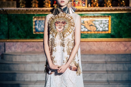 beautiful, beauty, biblical, building, catholic, ceremony, christ christian church clothing dive dress editorial european expression face fashion femaleの写真素材