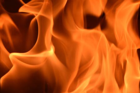 Burning fire in the fireplaceの写真素材