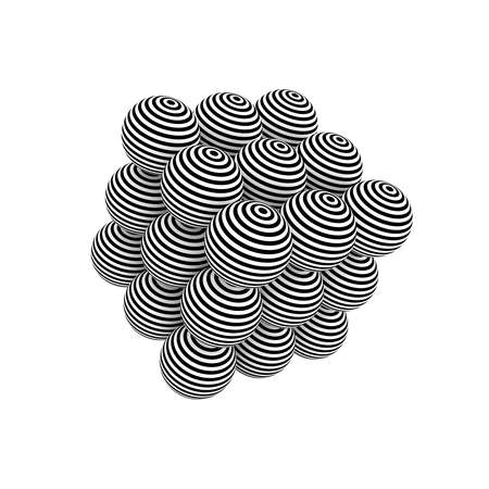 White abstract background with balls and black lines. 3d rendering, 3d illustrationの写真素材