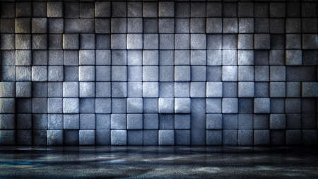 Industrial, stone, texture grunge background with geometry. 3d rendering, 3d illustration
