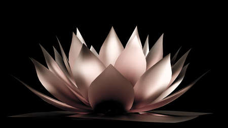 Gold flower paper and grass. 33d rendering, 3d illustrationの写真素材