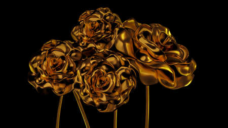 Beautiful element, gold, rose, stucco, ornament frame 3d rendering 3d illustrationの写真素材