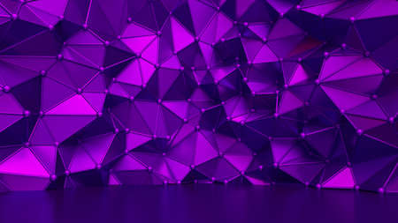 Elegant purple background with triangles and crystals. 3d rendering, 3d illustration.の写真素材