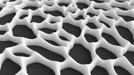 Abstract dark texture with cells of different shapes. 3d rendering, 3d illustration.の写真素材