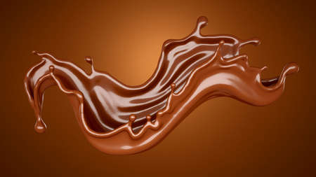 Brown chocolate splash background. 3d rendering, 3d illustration.の写真素材