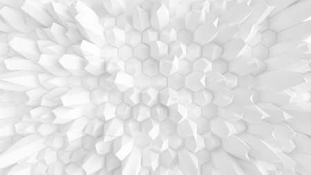 White geometric honeycomb hexagon background. 3d rendering, 3d illustration.