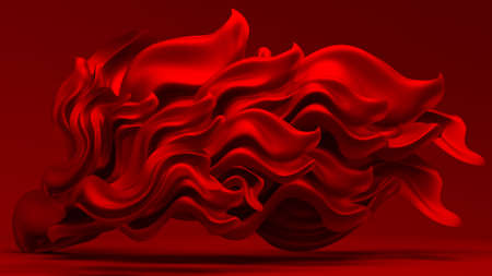 Red background with drapery fabric. 3d rendering, 3d illustration.の写真素材