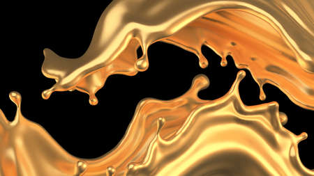 Mysterious, mystical, luxury splash of gold. 3d rendering 3d illustrationの写真素材