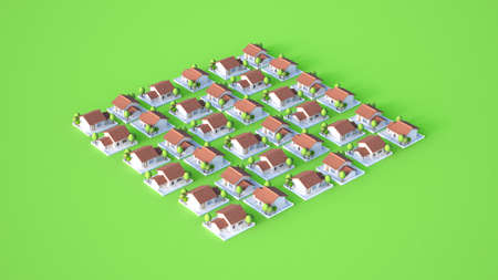 Cottage village. 3d rendering 3d illustration
