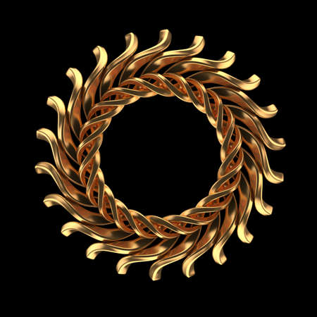 Black background with gold isolated jewelry. 3d rendering, 3d illustration.の写真素材