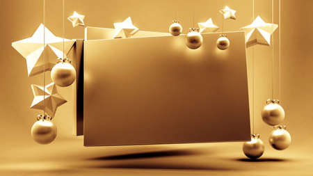 Gift voucher, certificate, new year, christmas, holiday 3d rendering 3d illustrationの写真素材