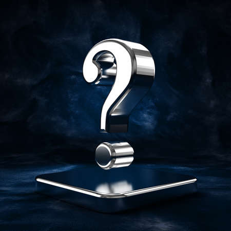Background with a symbol, an icon and a pedestal. Exclamation point ! 3d rendering, 3d illustration.