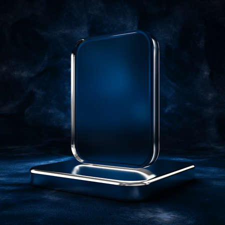 Background with a symbol, an icon and a pedestal. Exclamation point ! 3d rendering, 3d illustration.の写真素材