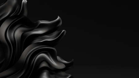 Black background with drapery fabric. 3d rendering, 3d illustration.の写真素材