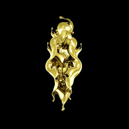 A splash of thick, golden liquid.  3d rendering, 3d illustration.の写真素材