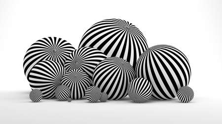 White abstract background with balls and black lines. 3d rendering, 3d illustration.の写真素材
