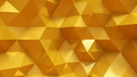 Luxury golden background with triangles and crystals. 3d rendering, 3d illustration.