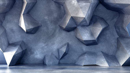 Industrial grunge interior studio with stone and concrete texture. 3d rendering, 3d illustration.の写真素材