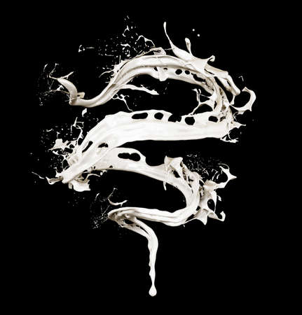 A splash of milk.  3d rendering, 3d illustration.の写真素材