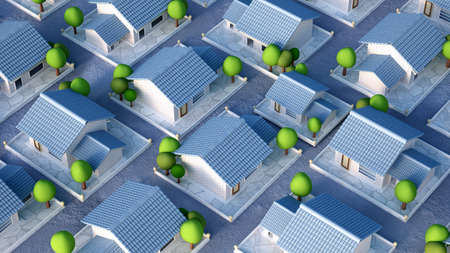 Cottage village. 3d rendering 3d illustrationの写真素材