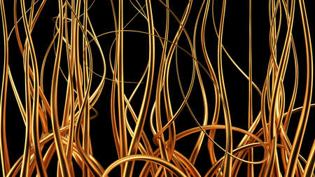 Unusual, beautiful golden form. 3d rendering 3d illustration.