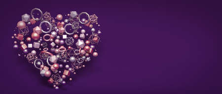 Festive background for Valentine's Day with a heart symbol. 3d rendering 3d illustration.