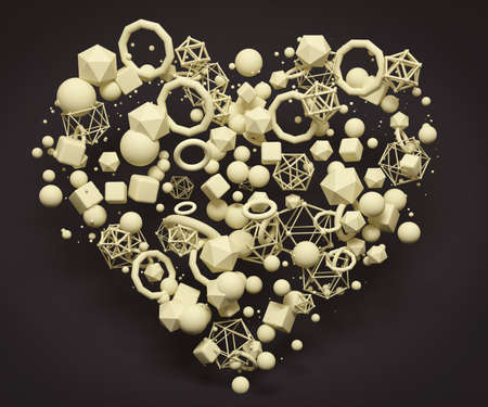 Festive background for Valentine's Day with a heart symbol. 3d rendering 3d illustration.の写真素材