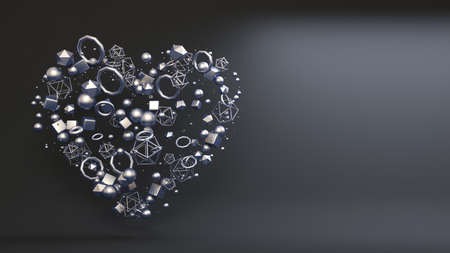 Festive background for Valentine's Day with a heart symbol. 3d rendering 3d illustration.