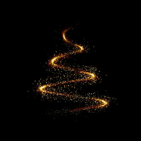 Christmas tree gold particle background.3d rendering 3d illustration.の写真素材