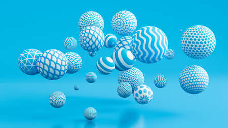 Blue background with balls. 3d rendering, 3d illustration.