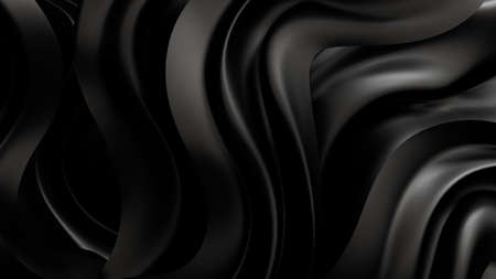 Black background with drapery fabric. 3d rendering, 3d illustration.