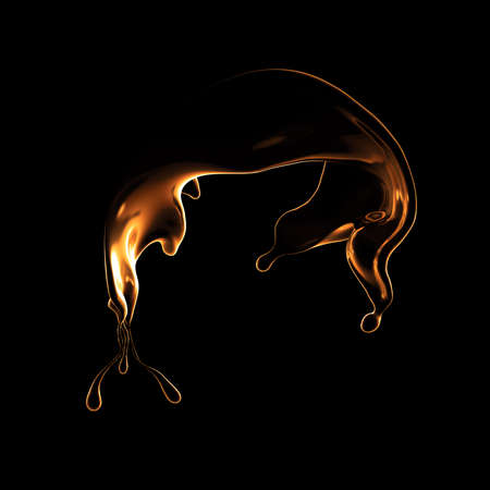 Black background with splash of liquid. 3d rendering, 3d illustration.の写真素材