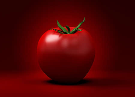 Beautiful red background with a pomodore.3d rendering 3d illustration.の写真素材