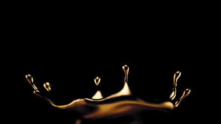 Mysterious, beautiful, luxury gold splash. 3d rendering 3d illustration.の写真素材
