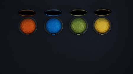 Eyeshadow. Black background. Fashion, makeup, cosmetics, decorative cosmetics, care, beauty glamor...