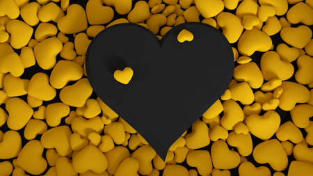 Stylish background with hearts on the background of hearts black and yellow.3d rendering 3d illustration.の写真素材