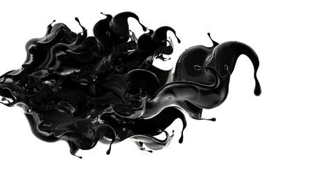 Splash of black liquid. 3d rendering, 3d illustration.の写真素材
