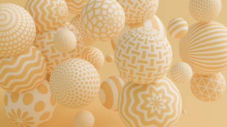 Yellow background with balls. 3d rendering, 3d illustration.
