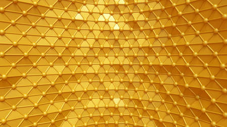 Luxury golden background with triangles and crystals. 3d rendering, 3d illustration.の写真素材