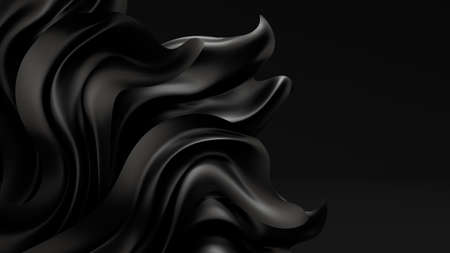 Black background with drapery fabric. 3d rendering, 3d illustration.
