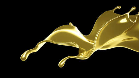 A splash of thick, golden liquid. 3d rendering, 3d illustration.の写真素材