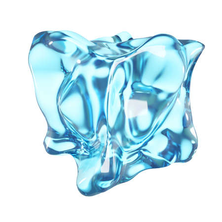 Isolated cube of ice on a white background. 3d rendering 3d illustration.