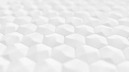 White geometric honeycomb hexagon background. 3d rendering, 3d illustration.の写真素材