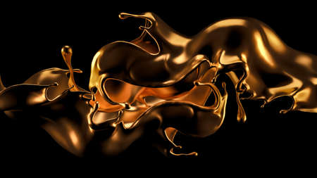 Mysterious, mystical, luxury splash of gold. 3d illustration 3d renderingの写真素材